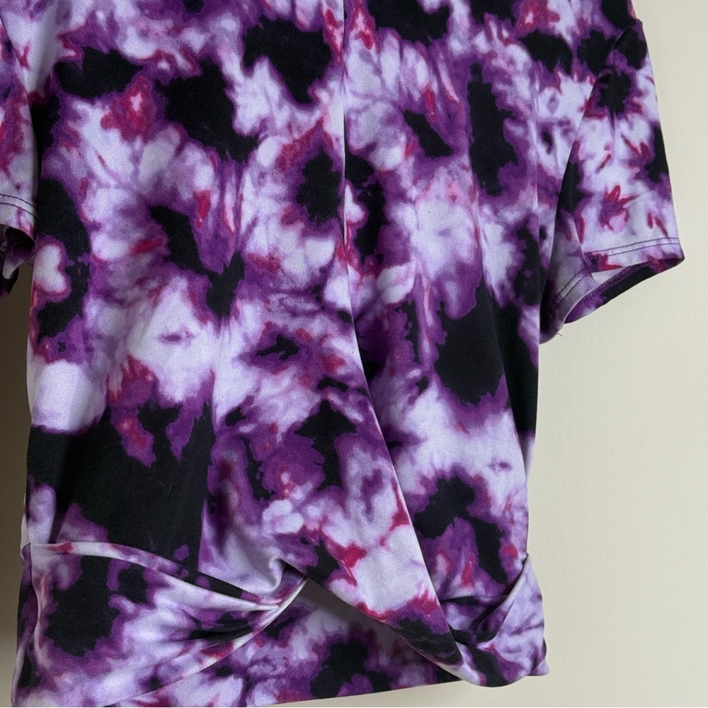 Eclipse Vivid Purple Tie-Dye Crop Top | Twist Front | Trendy Y2K funky shirt - Picture 4 of 4